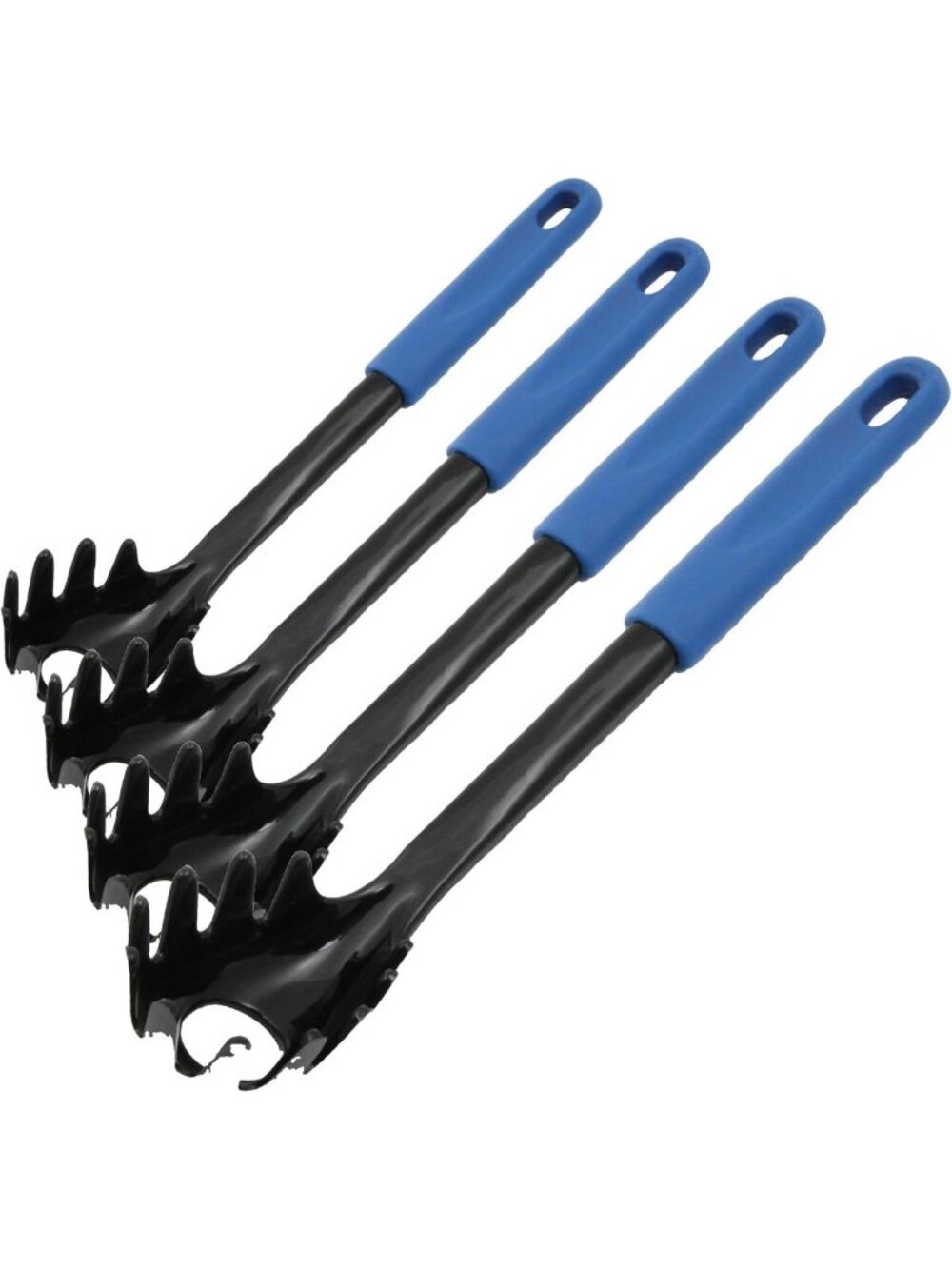 Nylon Pasta Fork Set - 11.5 Inch Spaghetti Utensils, Blue & Black, 4 Pack